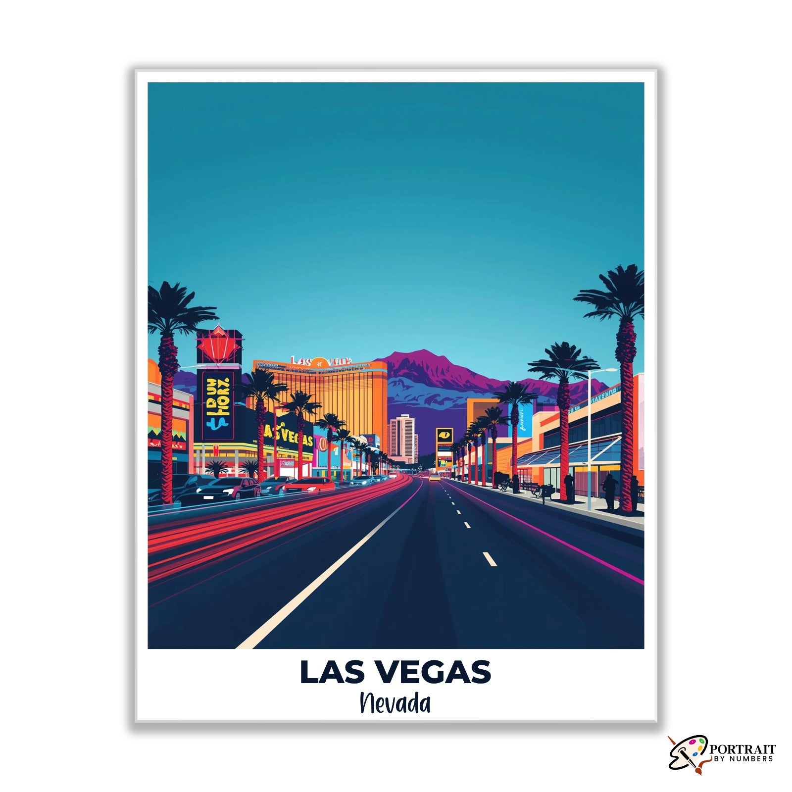 Las Vegas Travel Poster -  Paint by Numbers Kit for Adults -  Portrait By Numbers