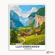 Lauterbrunnen - Travel Poster -  Paint by Numbers Kit for Adults -  Portrait By Numbers