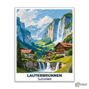 Lauterbrunnen Travel Poster -  Paint by Numbers Kit for Adults -  Portrait By Numbers