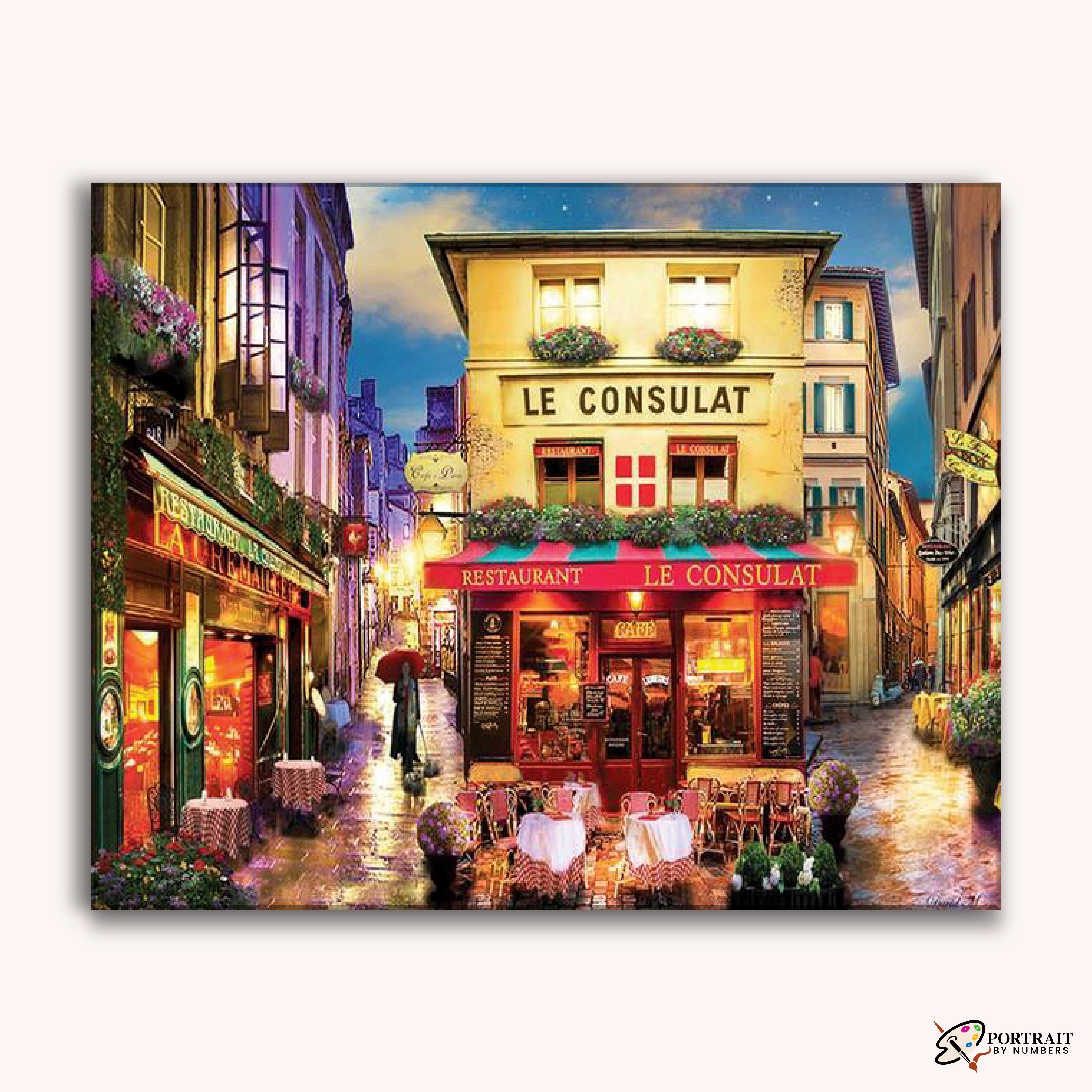 Le Consulat Restaurant Views -  Paint by Numbers Kit for Adults -  Portrait By Numbers