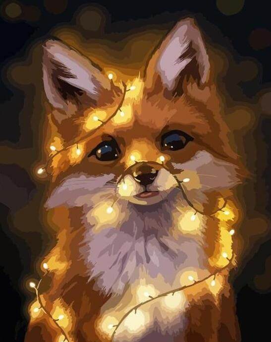 Lighted Fox -  Paint by Numbers Kit for Adults -  Portrait By Numbers