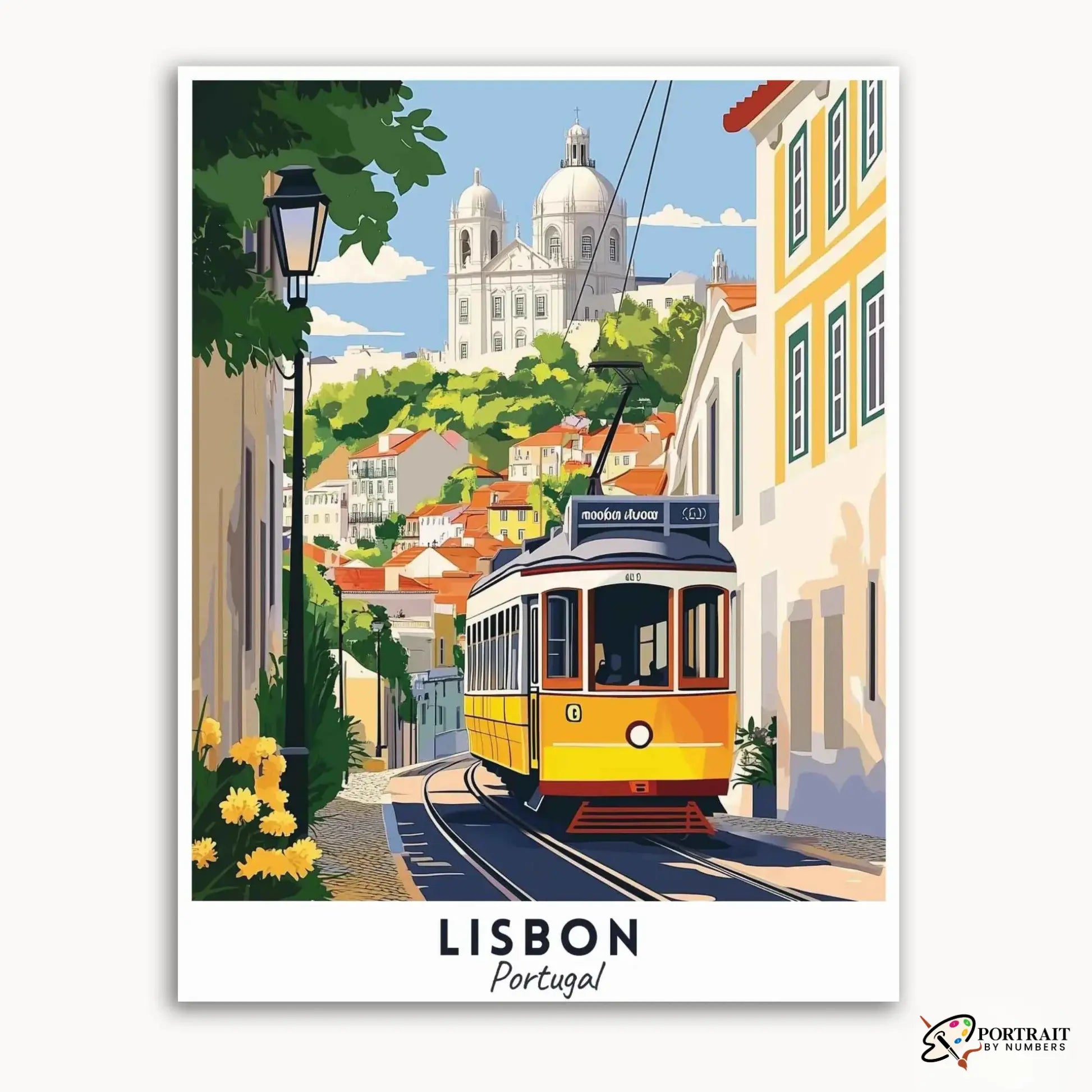 Lisbon Travel Poster -  Paint by Numbers Kit for Adults -  Portrait By Numbers