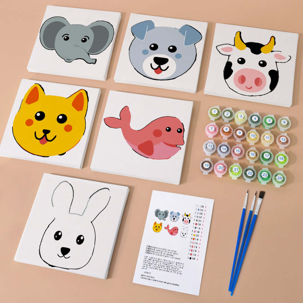 Little Friends (Set of 6) -  Paint by Numbers Kit for Adults -  Portrait By Numbers