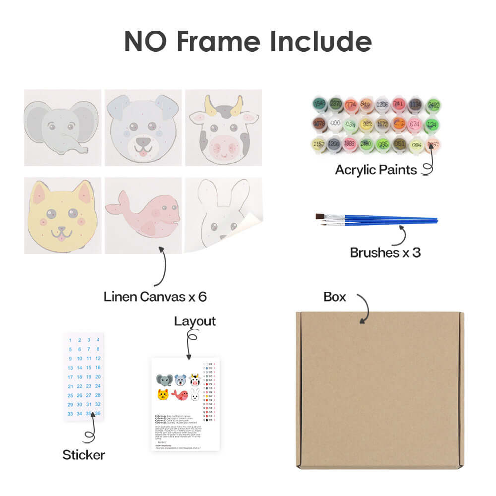 Little Friends (Set of 6) -  Paint by numbers Kit -  Portrait By Numbers