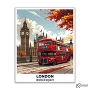 London Travel Poster -  Paint by Numbers Kit for Adults -  Portrait By Numbers