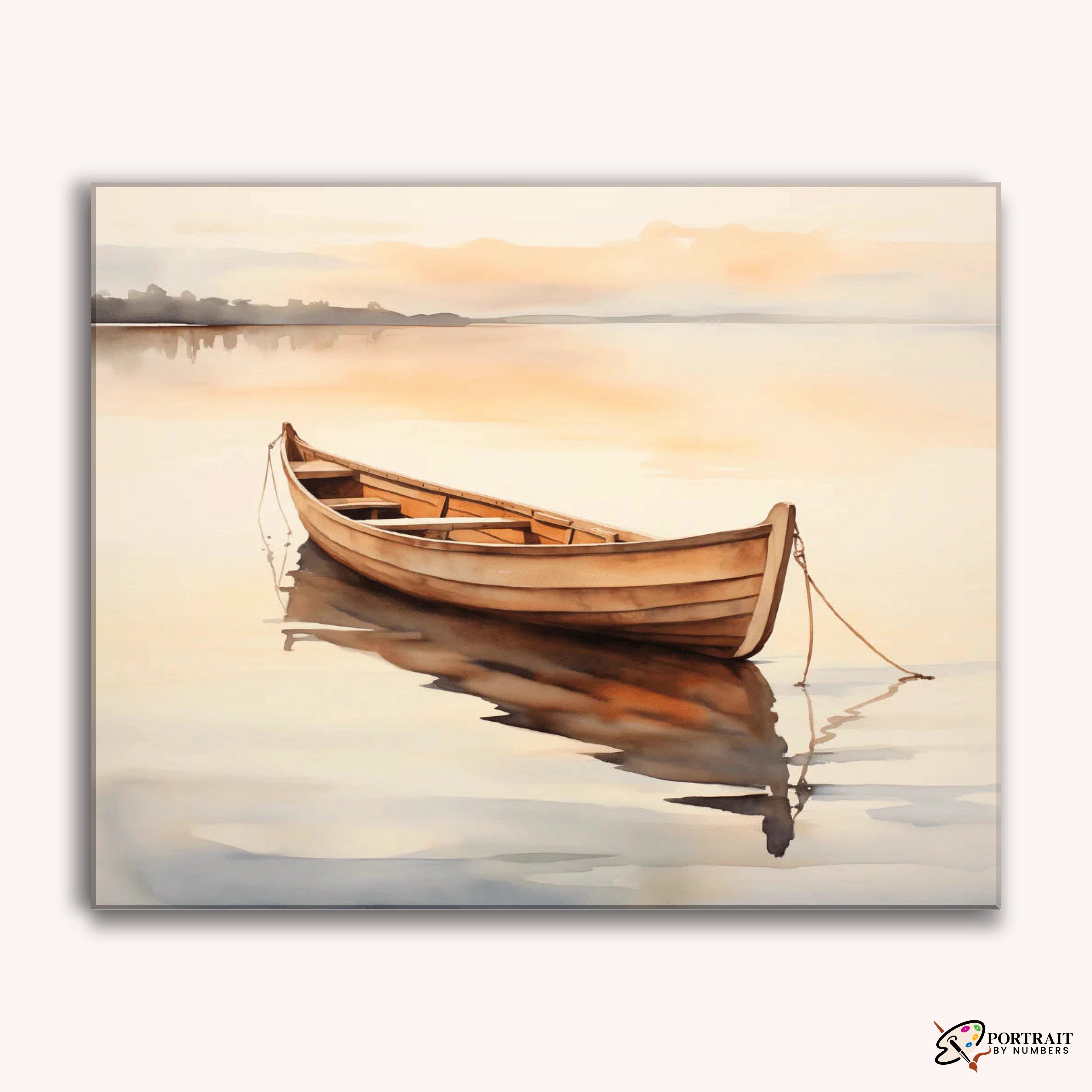 Lonely Boat -  Paint by Numbers Kit for Adults -  Portrait By Numbers