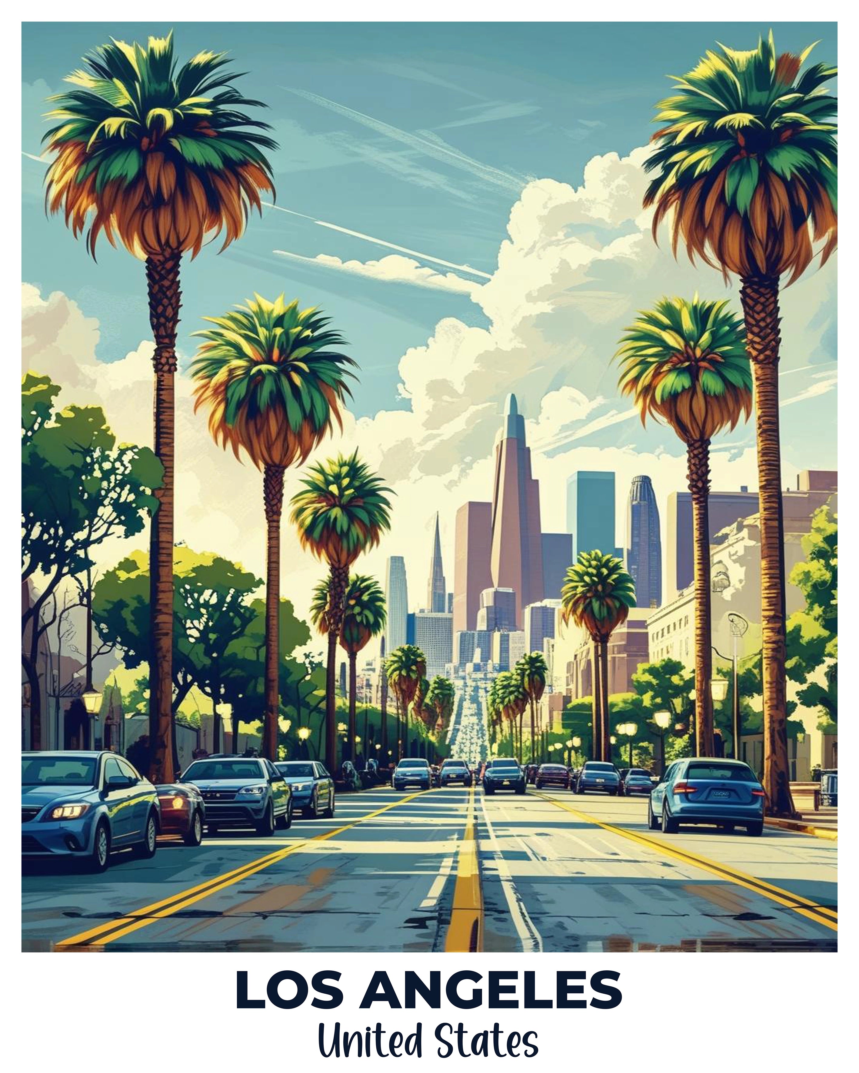 Los Angeles Travel Poster -  Paint by Numbers Kit for Adults -  Portrait By Numbers