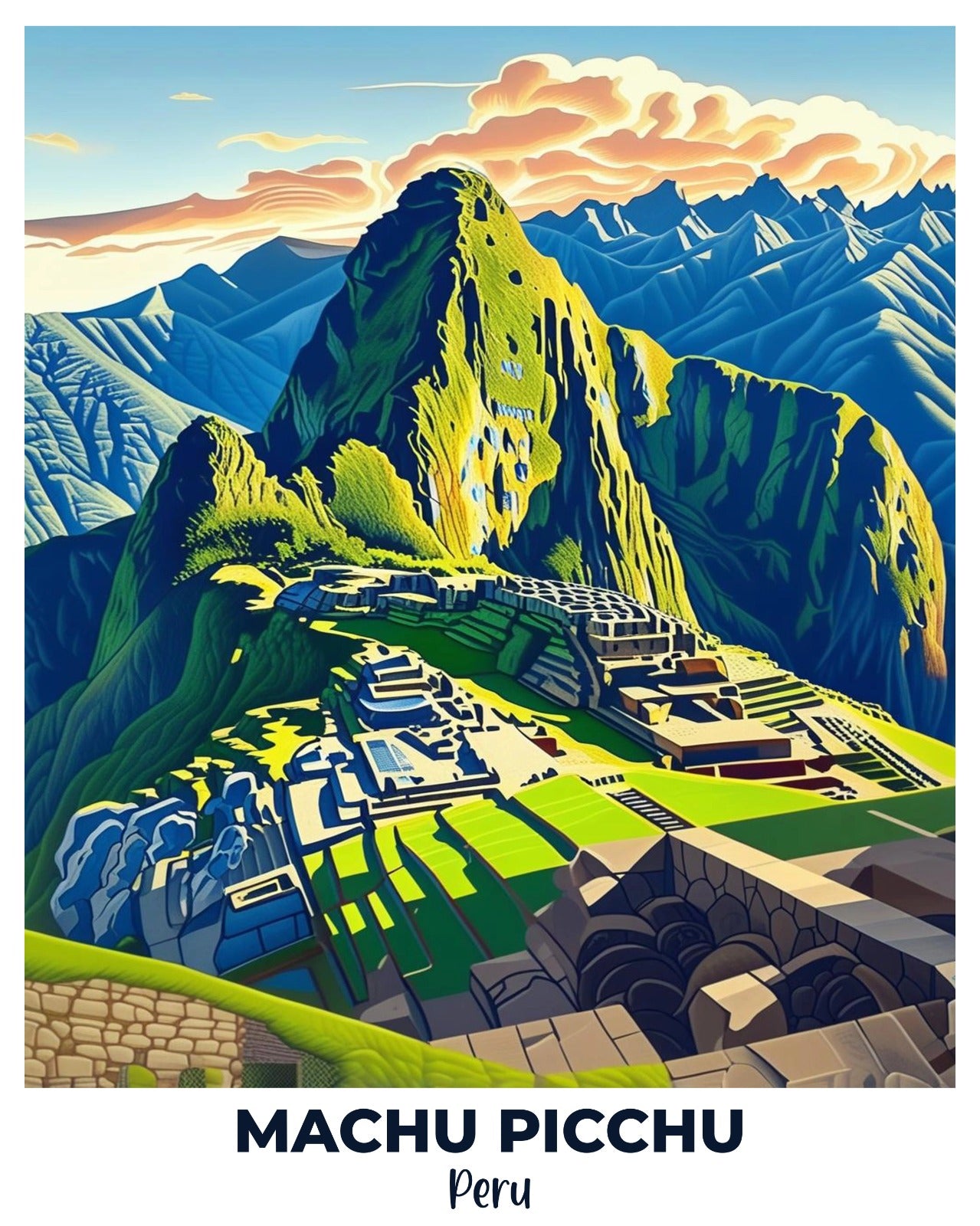 Machu Picchu Travel Poster -  Paint by Numbers Kit for Adults -  Portrait By Numbers