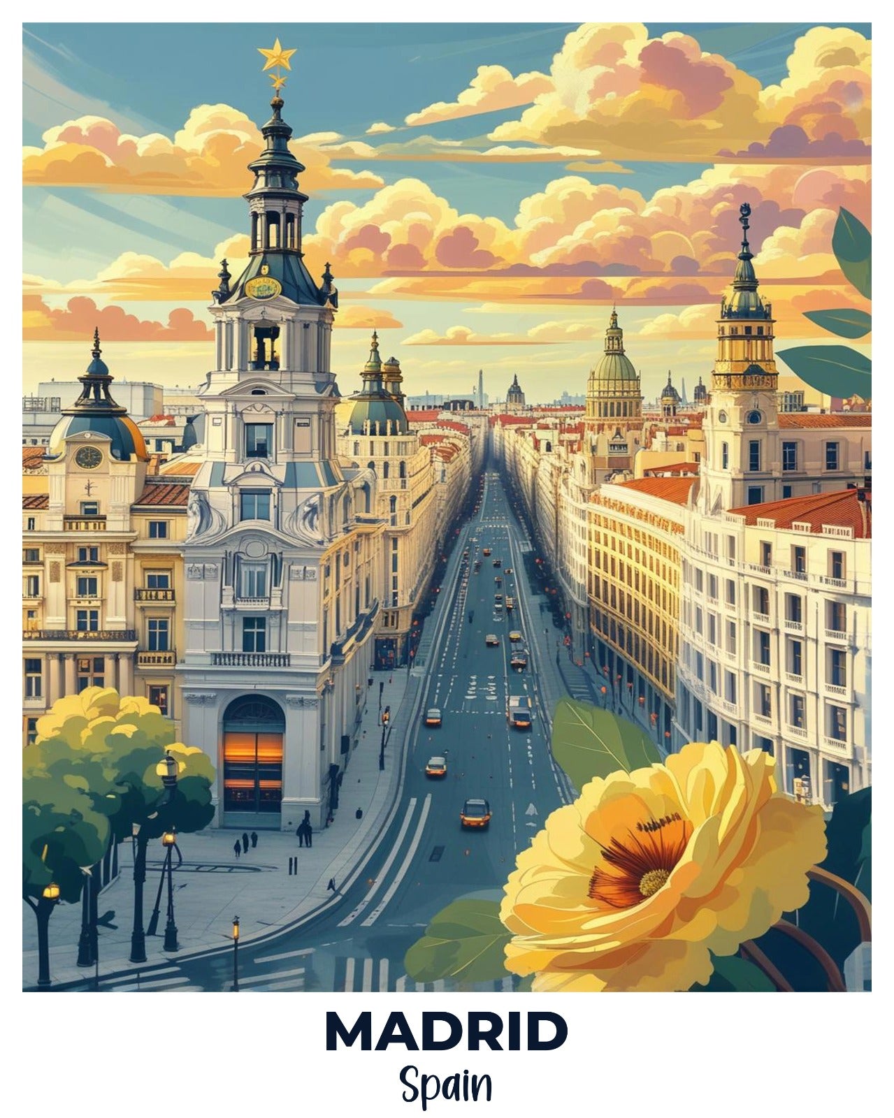 Madrid Travel Poster -  Paint by Numbers Kit for Adults -  Portrait By Numbers