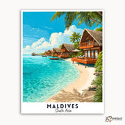 Maldives - Travel Poster -  Paint by Numbers Kit for Adults -  Portrait By Numbers