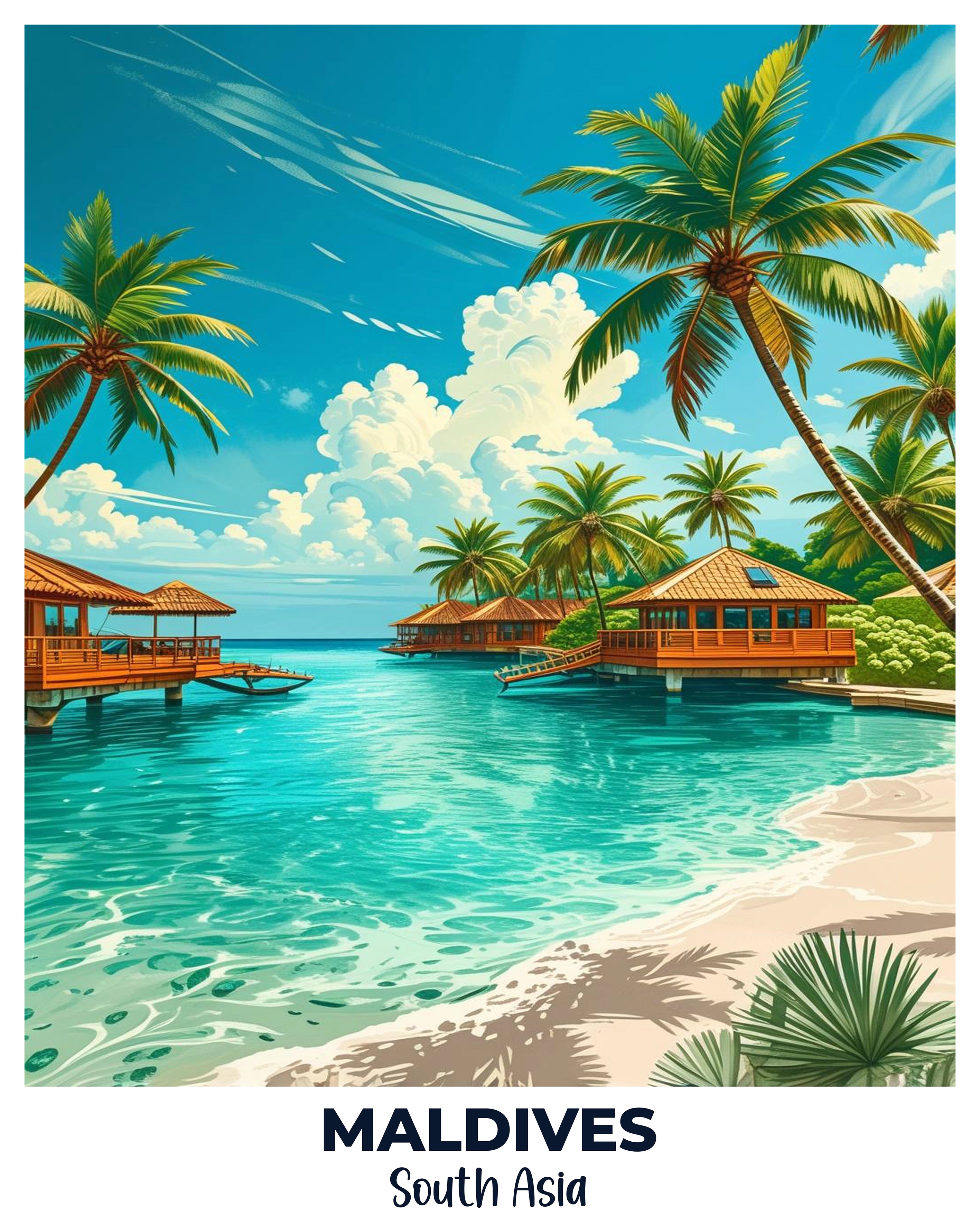 Maldives Travel Poster -  Paint by Numbers Kit for Adults -  Portrait By Numbers
