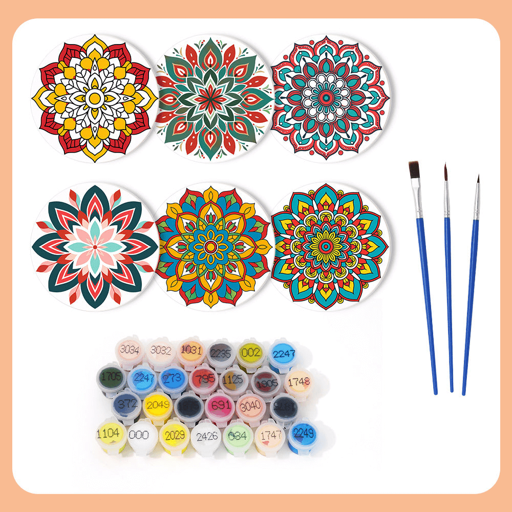 Mandala Magic (Set of 6) -  Paint by Numbers Kit for Adults -  Portrait By Numbers