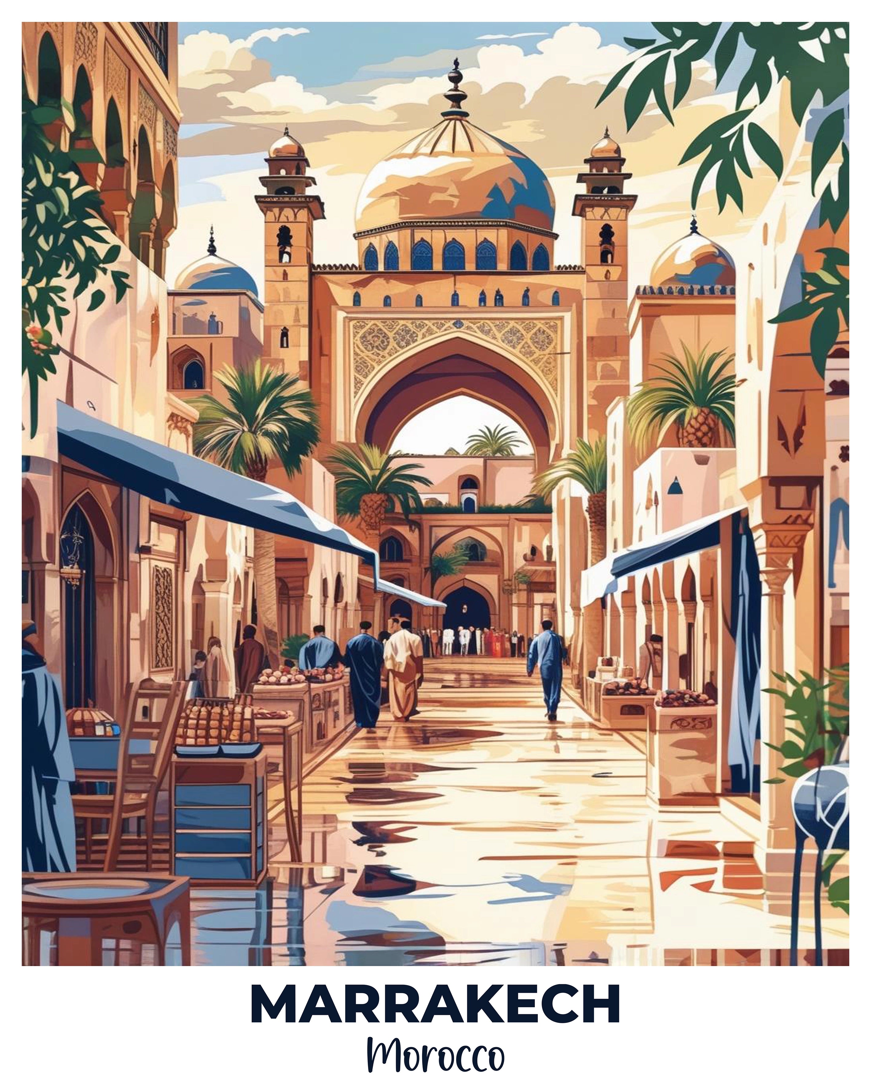 Marrakech Travel Poster -  Paint by Numbers Kit for Adults -  Portrait By Numbers
