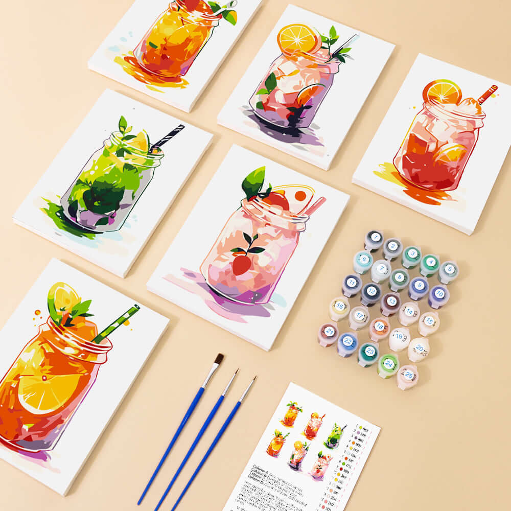 Mason Mixers (Set of 6) -  Paint by numbers Kit -  Portrait By Numbers