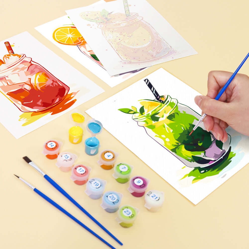 Mason Mixers (Set of 6) -  Paint by Numbers Kit for Adults -  Portrait By Numbers