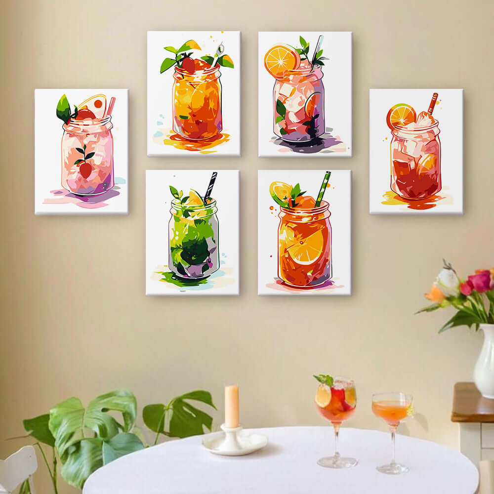 Mason Mixers (Set of 6) -  Paint by Numbers Kit for Adults -  Portrait By Numbers