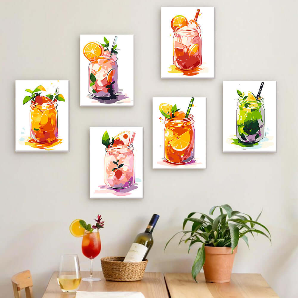 Mason Mixers (Set of 6) -  Paint by Numbers Kit for Adults -  Portrait By Numbers