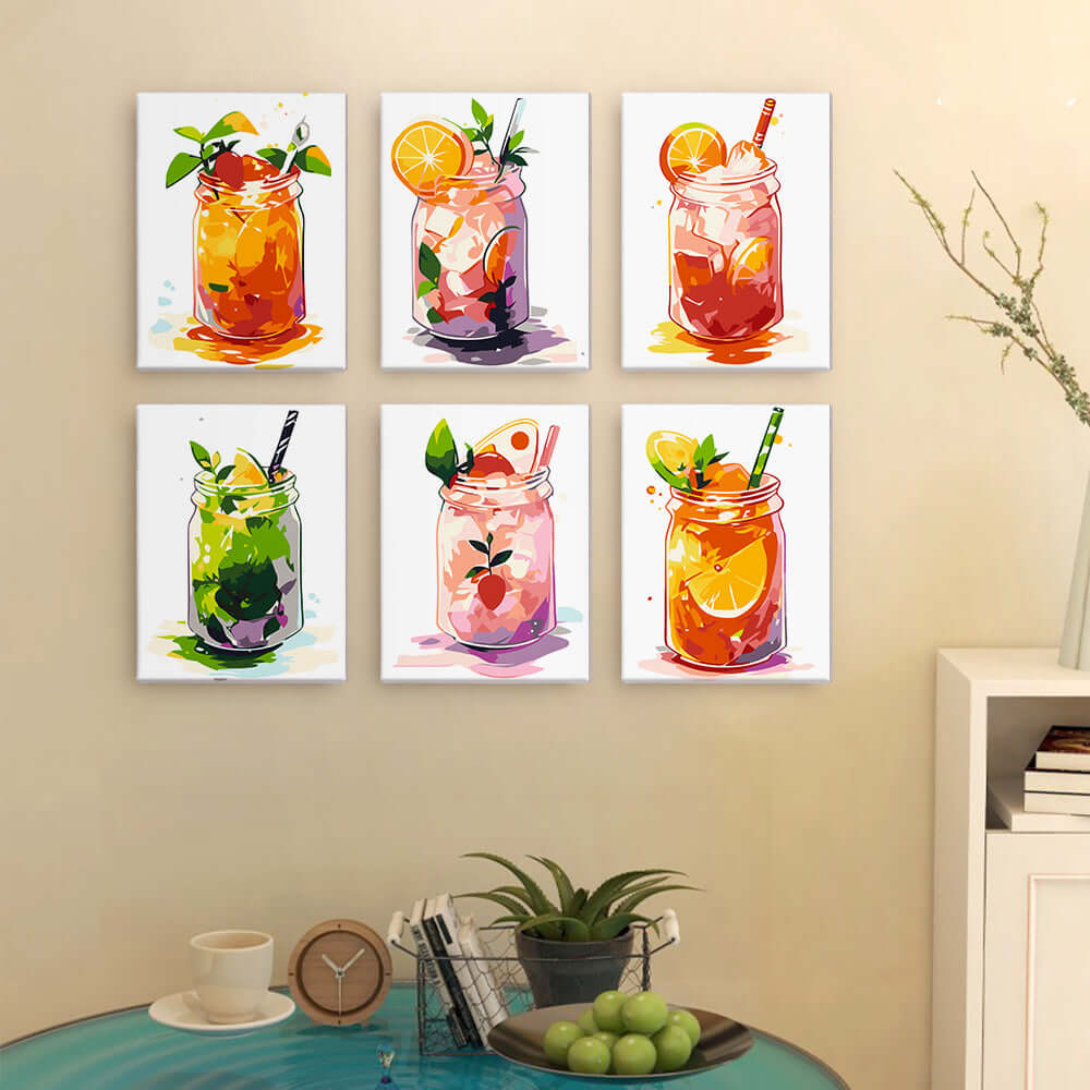 Mason Mixers (Set of 6) -  Paint by Numbers Kit for Adults -  Portrait By Numbers