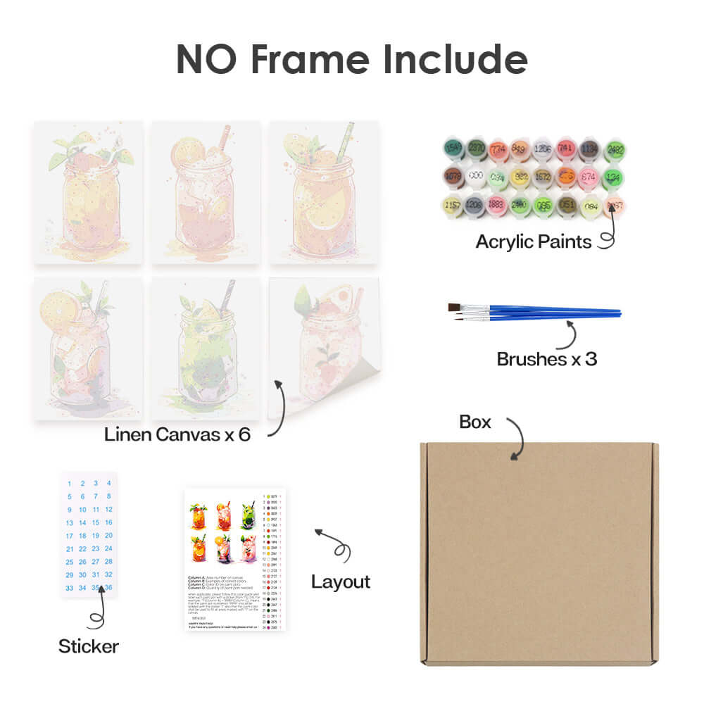 Mason Mixers (Set of 6) -  Paint by Numbers Kit for Adults -  Portrait By Numbers