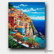 Mediterranean Cliffside -  Paint by Numbers Kit for Adults -  Portrait By Numbers