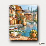 Mediterranean Harbor -  Paint by Numbers Kit for Adults -  Portrait By Numbers