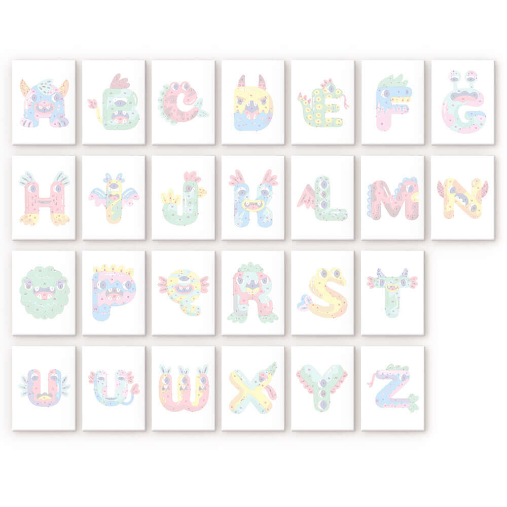 Mega Monsters ABCs (Alphabet) -  Paint by numbers Kit -  Portrait By Numbers