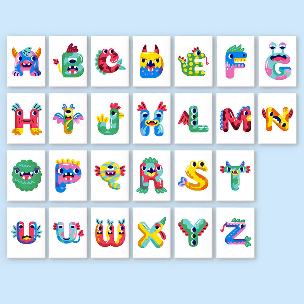 Mega Monsters ABCs (Alphabet) -  Paint by numbers Kit -  Portrait By Numbers