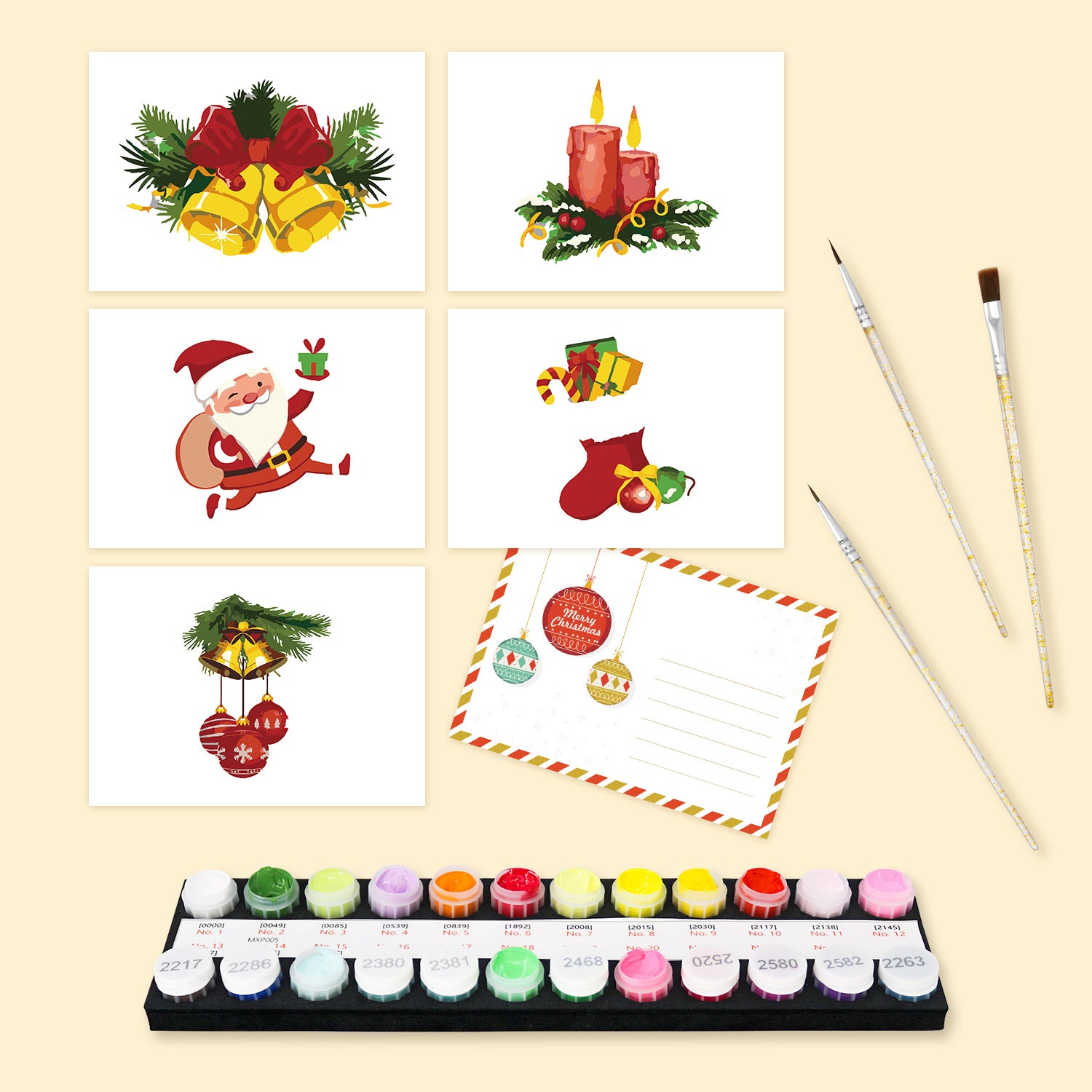 Merry Moments Poster Cards Set -  Paint by Numbers Kit for Adults -  Portrait By Numbers