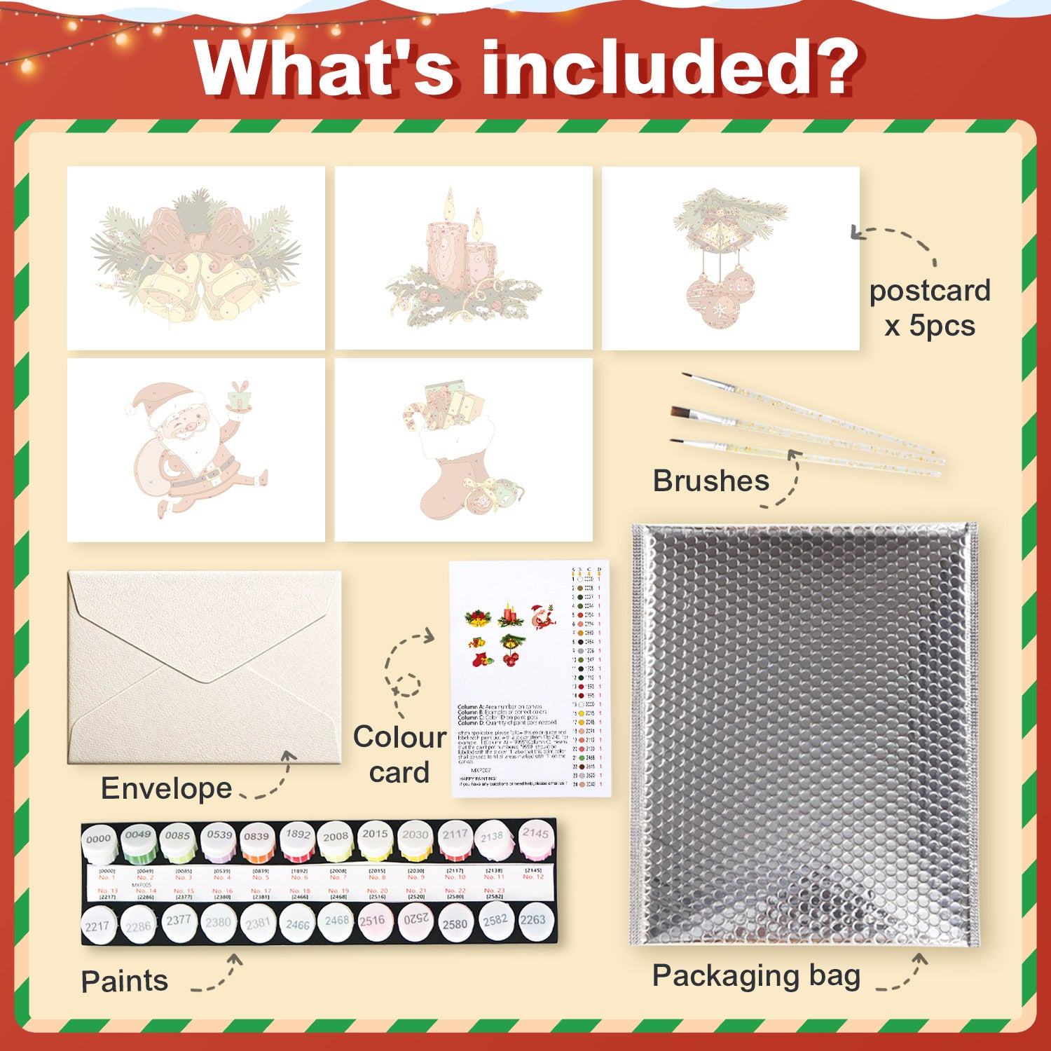 Merry Moments Poster Cards Set -  Paint by Numbers Kit for Adults -  Portrait By Numbers