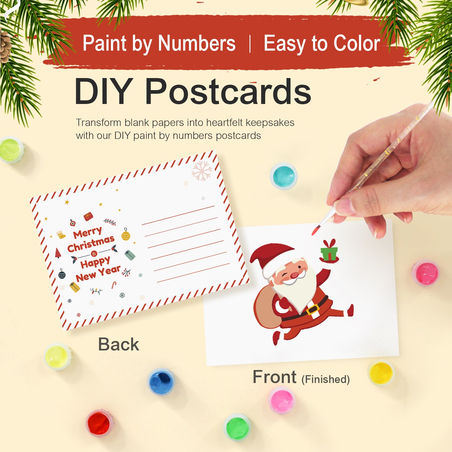 Merry Moments Poster Cards Set -  Paint by Numbers Kit for Adults -  Portrait By Numbers