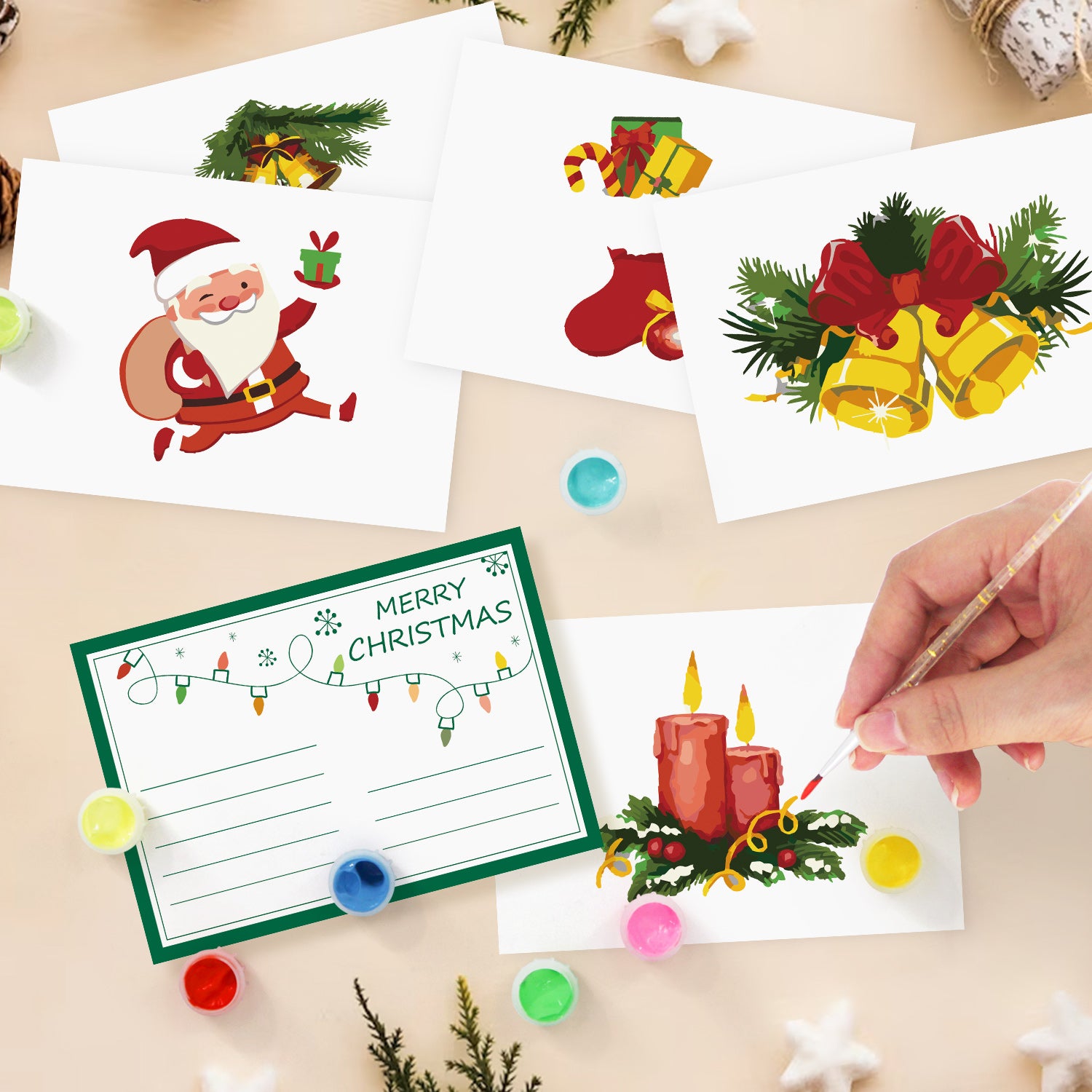 Merry Moments Poster Cards Set -  Paint by Numbers Kit for Adults -  Portrait By Numbers