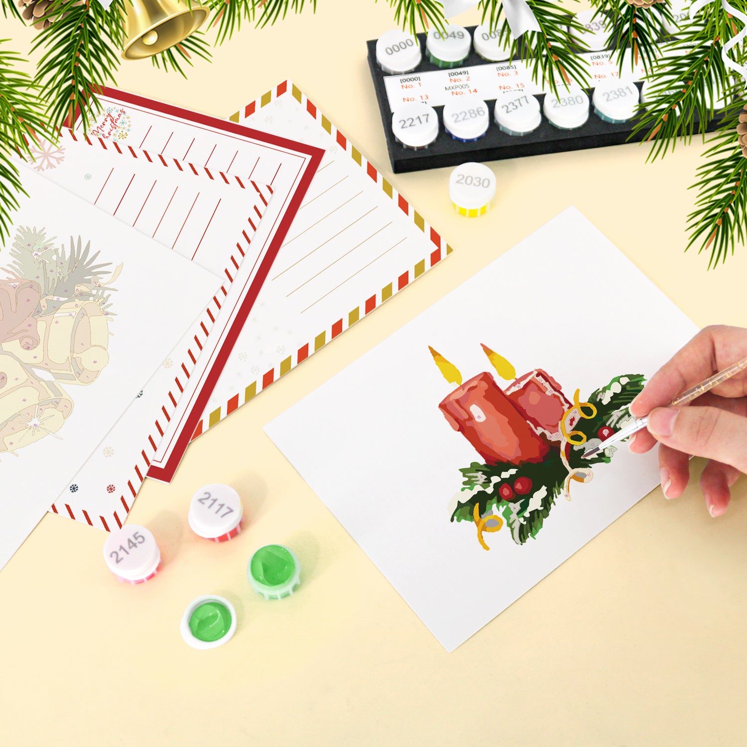 Merry Moments Poster Cards Set -  Paint by Numbers Kit for Adults -  Portrait By Numbers