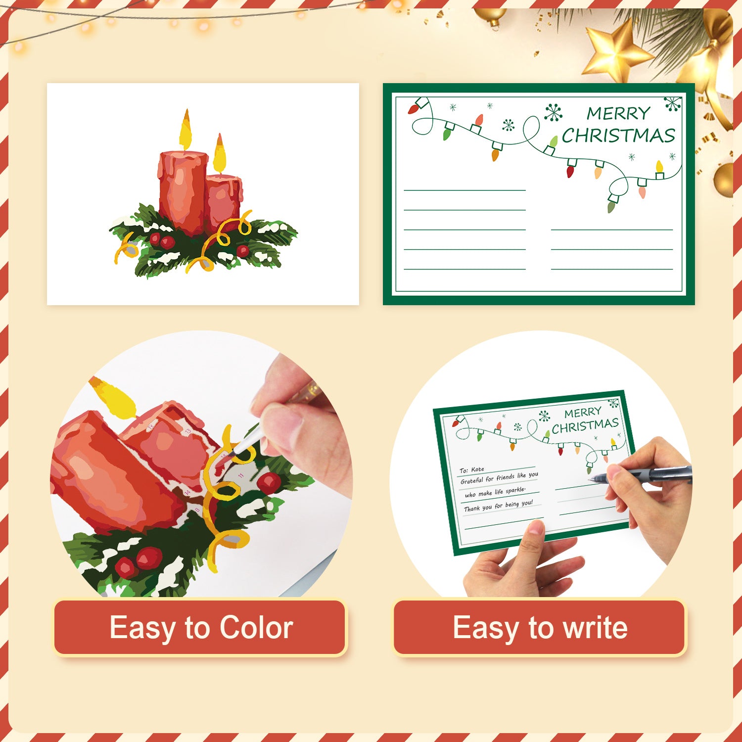 Merry Moments Poster Cards Set -  Paint by Numbers Kit for Adults -  Portrait By Numbers