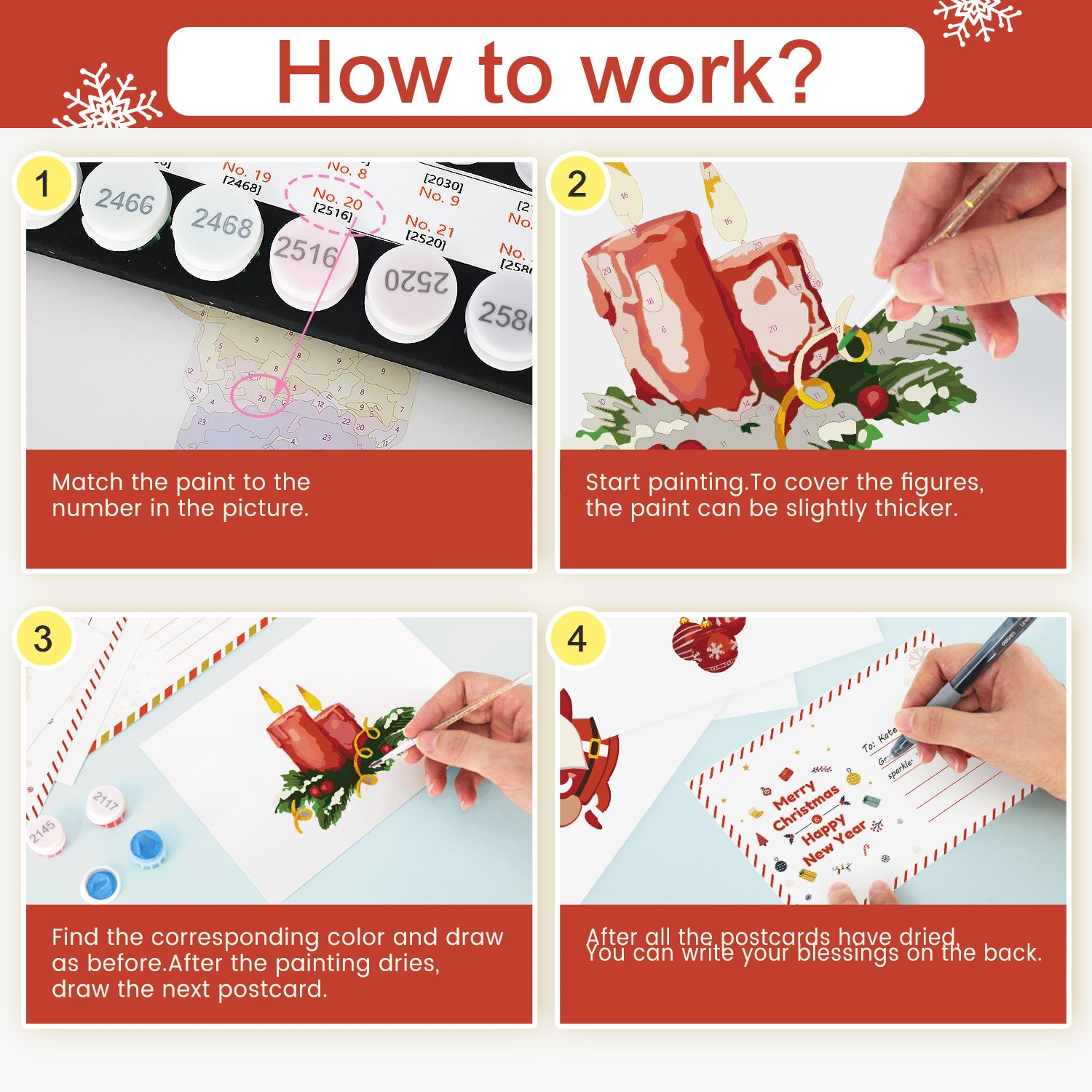 Merry Moments Poster Cards Set -  Paint by Numbers Kit for Adults -  Portrait By Numbers