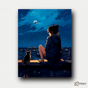Midnight Companion -  Paint by numbers Kit -  Portrait By Numbers