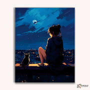 Midnight Companion -  Paint by Numbers Kit for Adults -  Portrait By Numbers