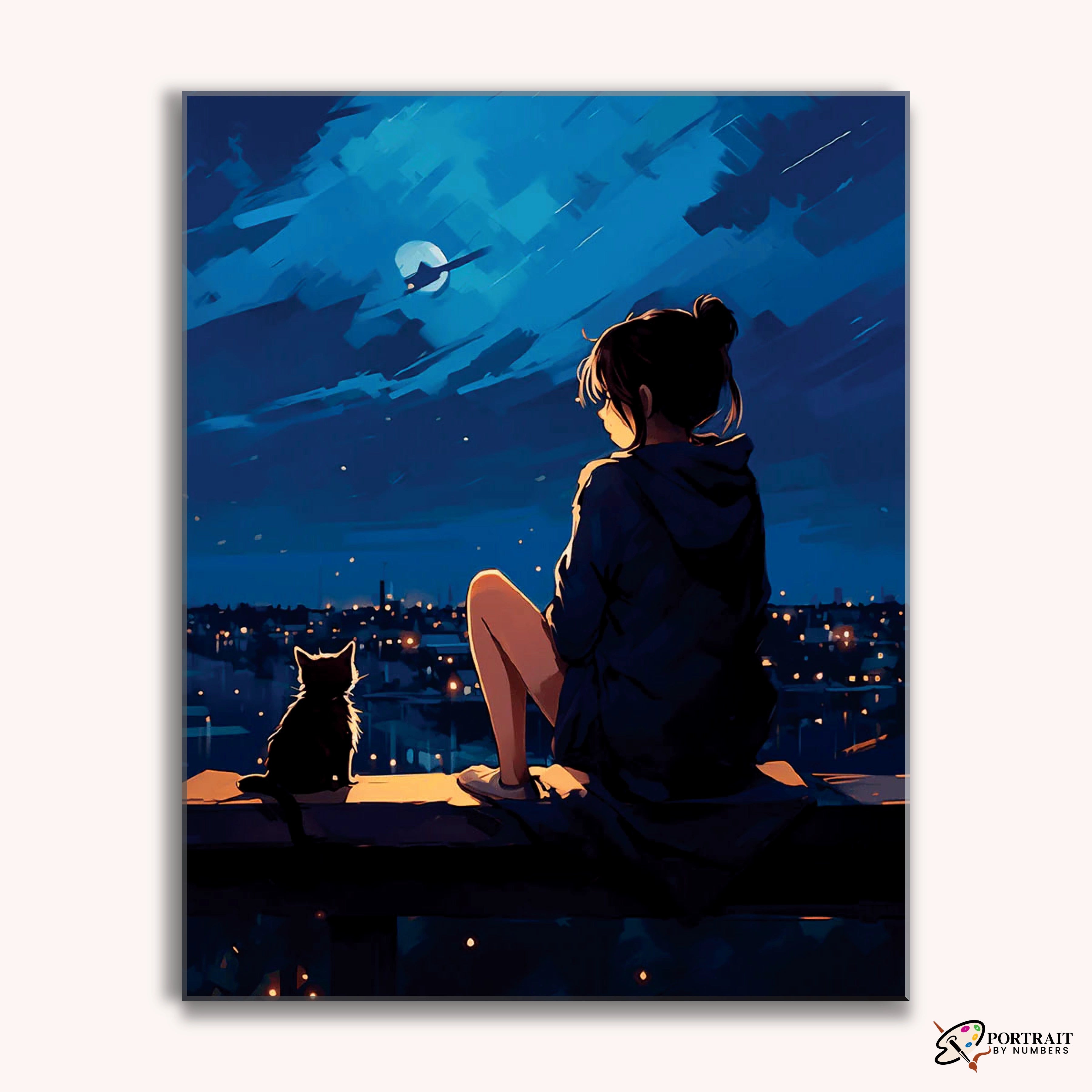 Midnight Companion -  Paint by Numbers Kit for Adults -  Portrait By Numbers