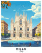 Milan - Travel Poster -  Paint by Numbers Kit for Adults -  Portrait By Numbers