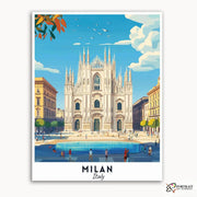 Milan - Travel Poster -  Paint by Numbers Kit for Adults -  Portrait By Numbers