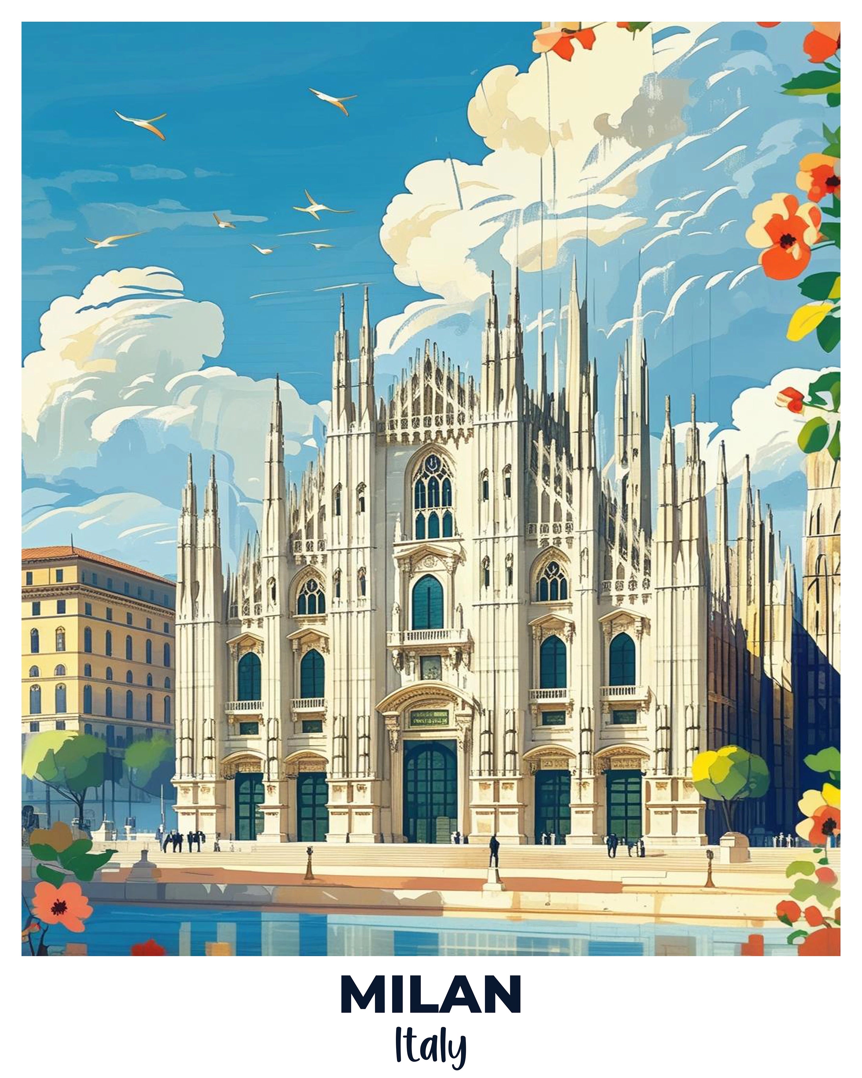 Milan Travel Poster -  Paint by Numbers Kit for Adults -  Portrait By Numbers
