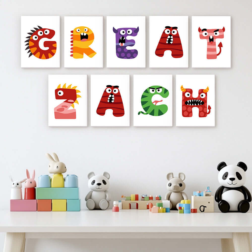 Monster Caps ABCs (Alphabet) -  Paint by numbers Kit -  Portrait By Numbers