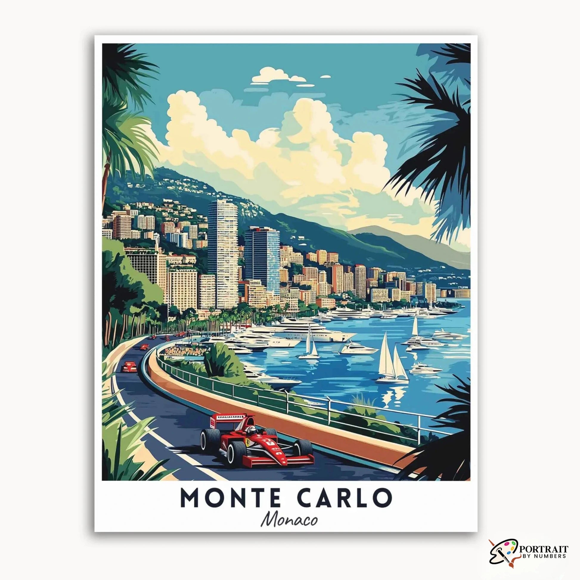 Monte Carlo Travel Poster -  Paint by Numbers Kit for Adults -  Portrait By Numbers