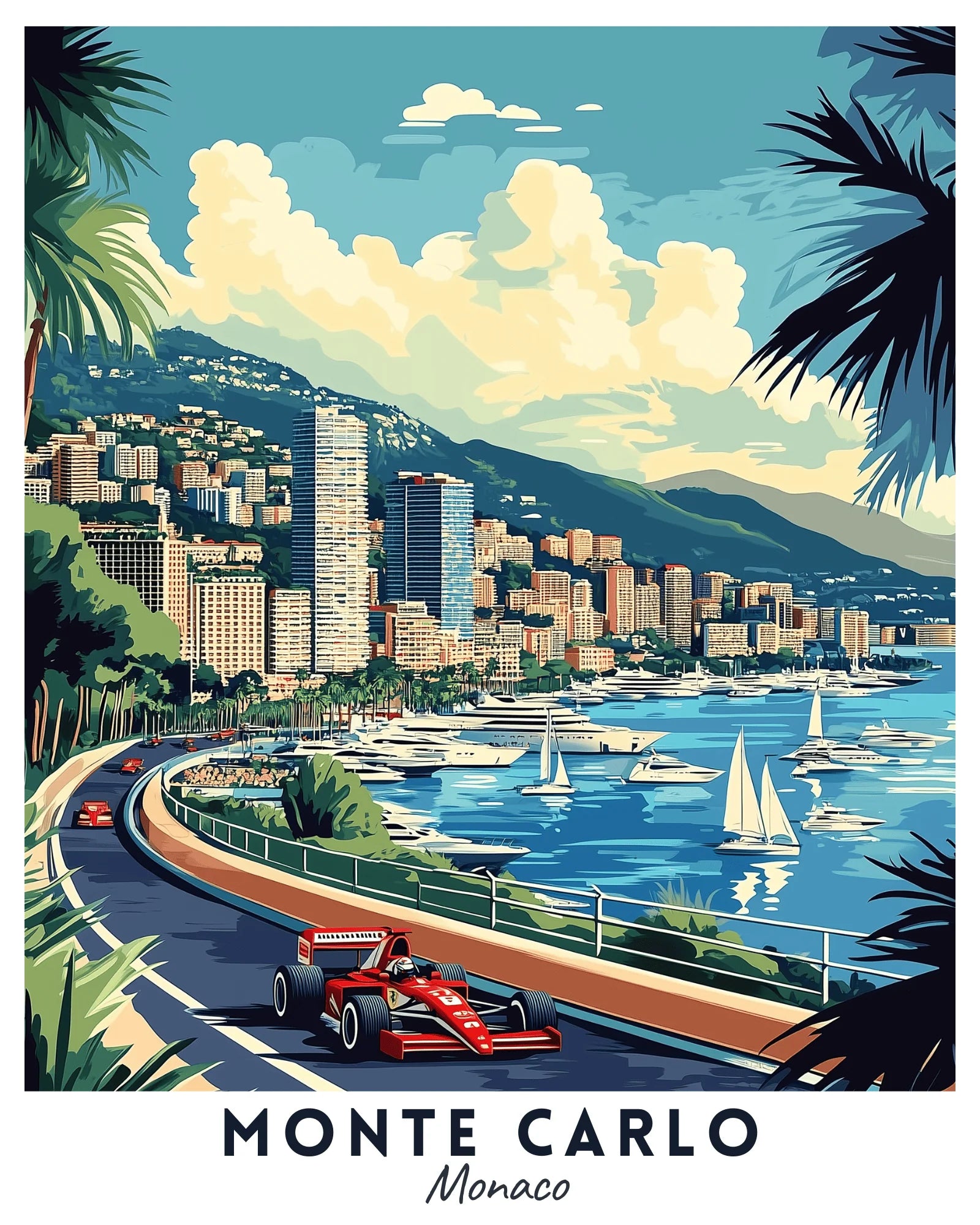 Monte Carlo Travel Poster -  Paint by Numbers Kit for Adults -  Portrait By Numbers