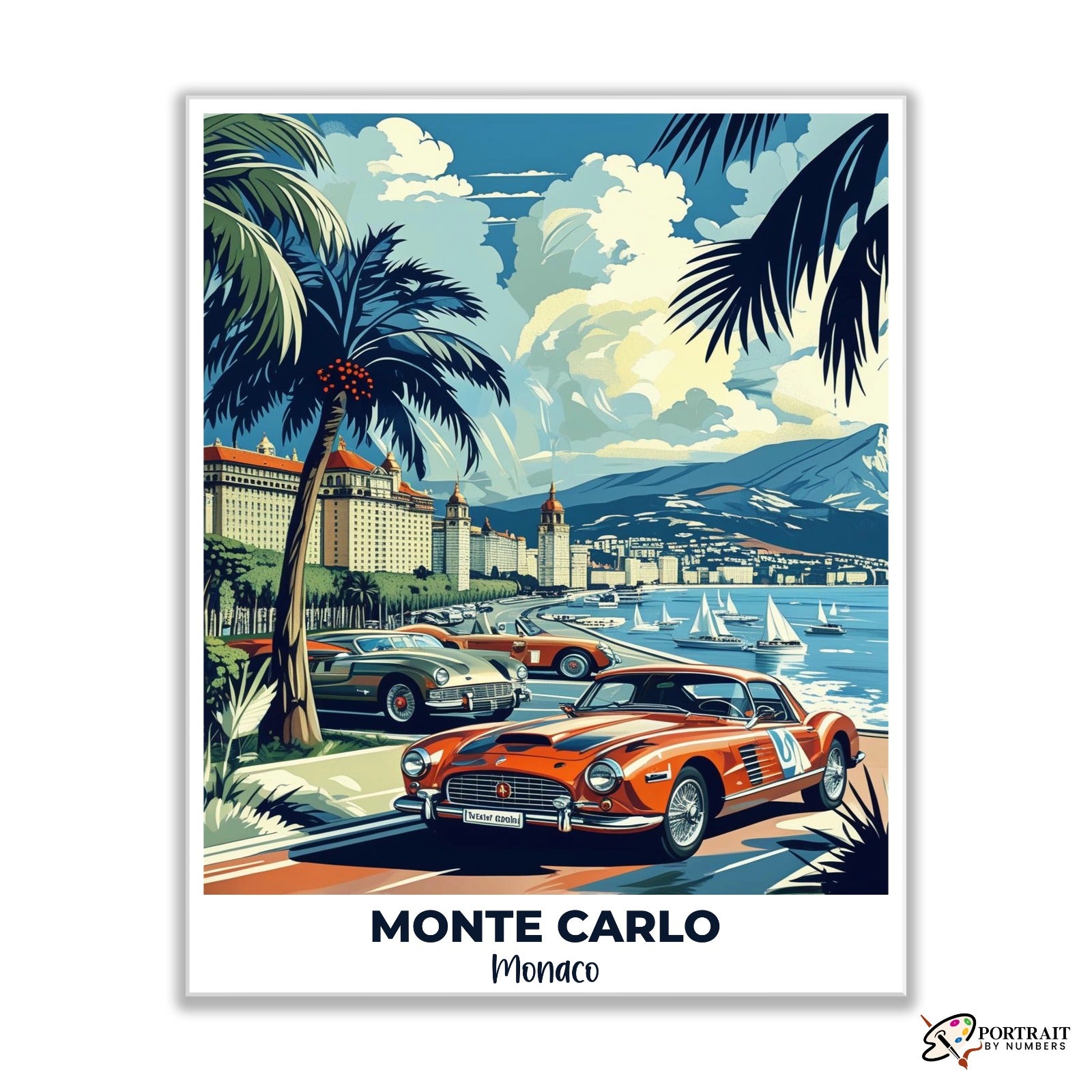 Monte Carlo Travel Poster -  Paint by Numbers Kit for Adults -  Portrait By Numbers