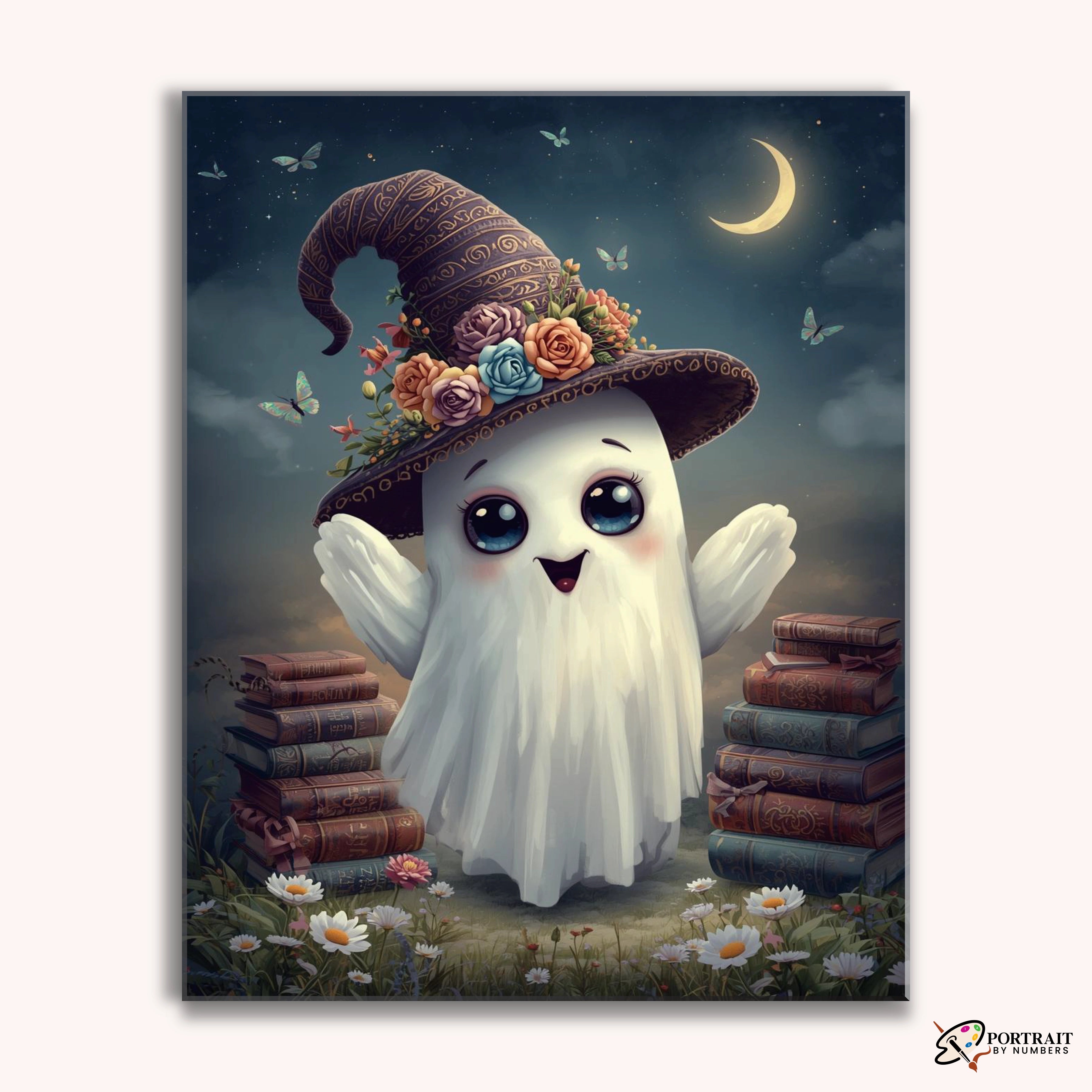 Moonlit Little Ghost -  Paint by Numbers Kit for Adults -  Portrait By Numbers