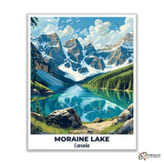 Moraine Lake Travel Poster -  Paint by Numbers Kit for Adults -  Portrait By Numbers