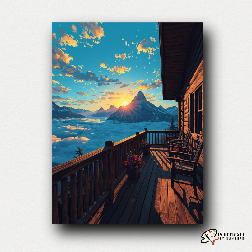 Mountain Sunrise View -  Paint by Numbers Kit for Adults -  Portrait By Numbers