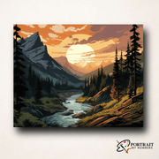 Mountainside Sunset -  Paint by Numbers Kit for Adults -  Portrait By Numbers