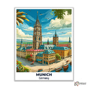 Munich Travel Poster -  Paint by Numbers Kit for Adults -  Portrait By Numbers