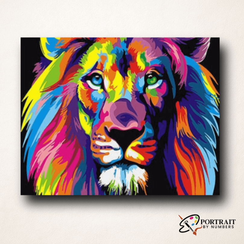 Neon Lion -  Paint by numbers -  Portrait By Numbers